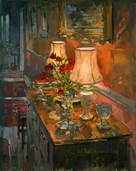 Lampe et tulipes